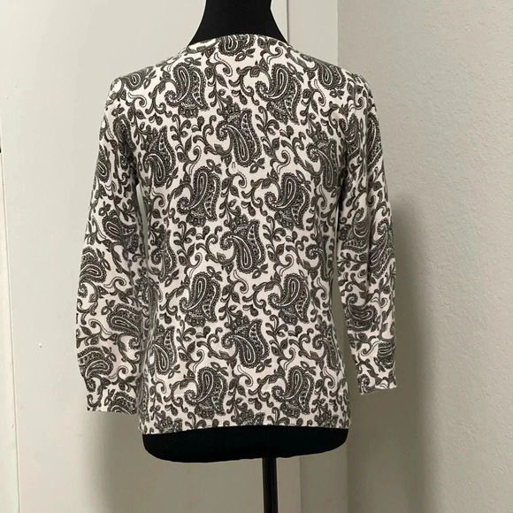 Cable and Gauge Paisley Printed Crewneck Cardigan Size Small - Picture 3 of 4
